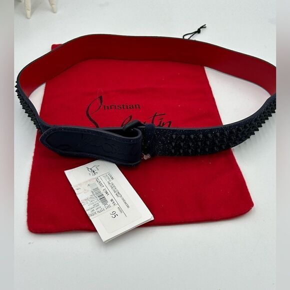 Men’s Christian Louboutin blue glitter spike belt size 95 cm/38 made in Italy - Picture 1 of 8